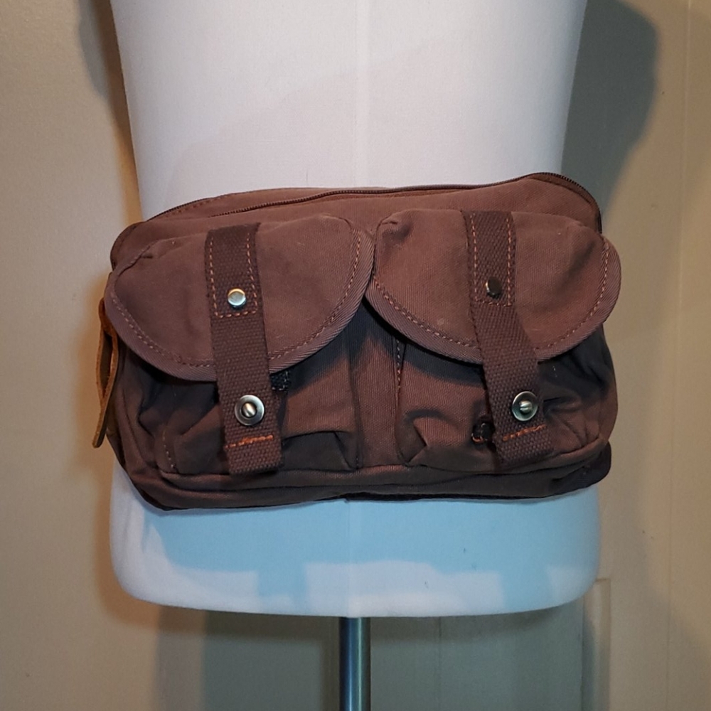 Guang Tong Brown Canvas Hiking Fanny-Pack